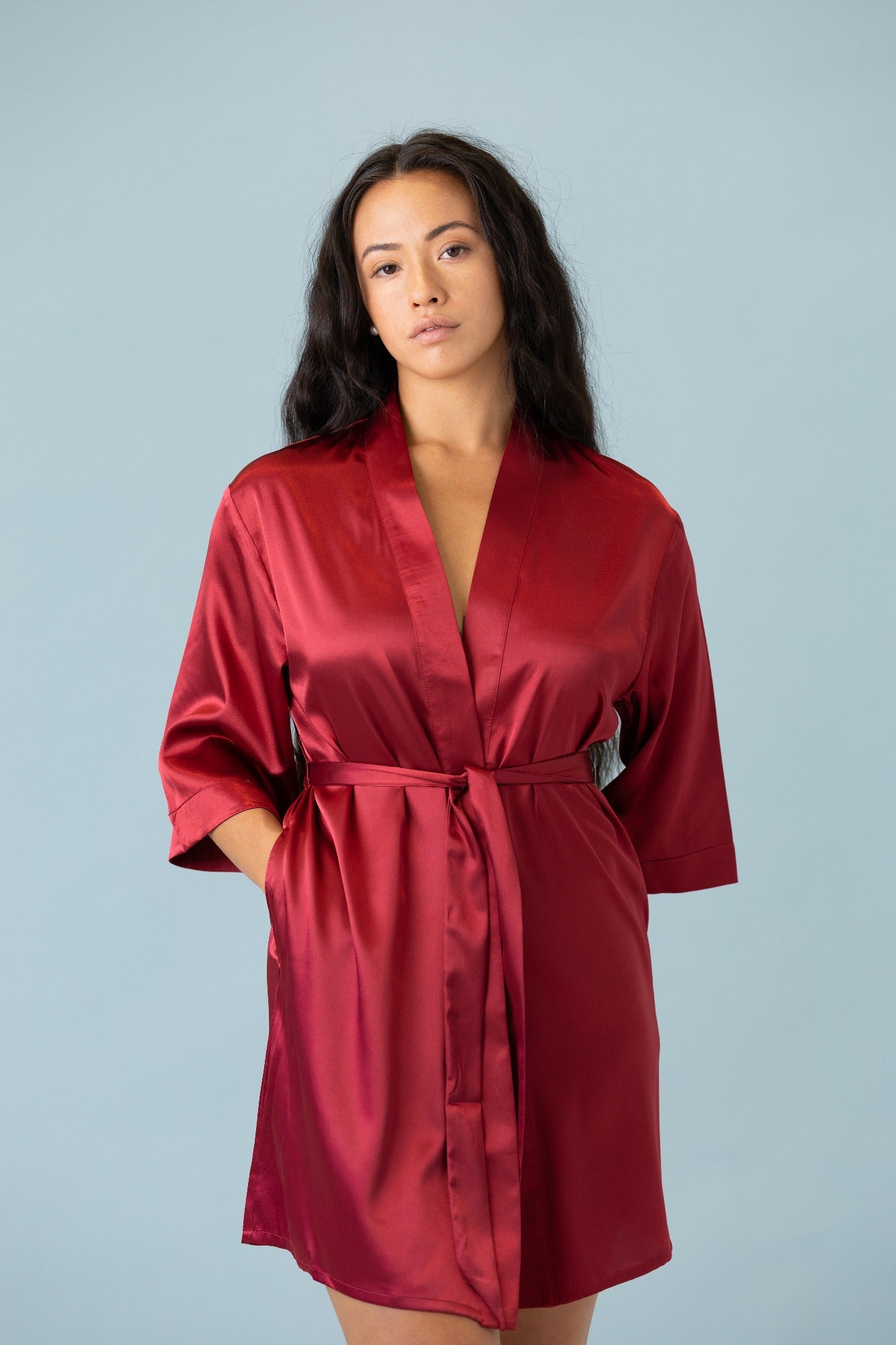 Classic Satin Robe - Wine – Sleeping Booty