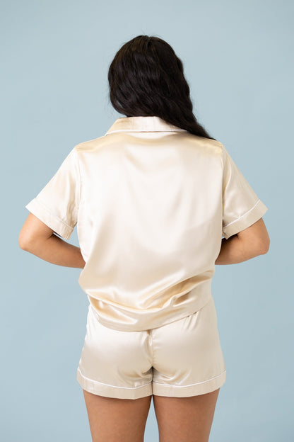 Classic Satin PJ Set - Champagne - Sleeping Booty