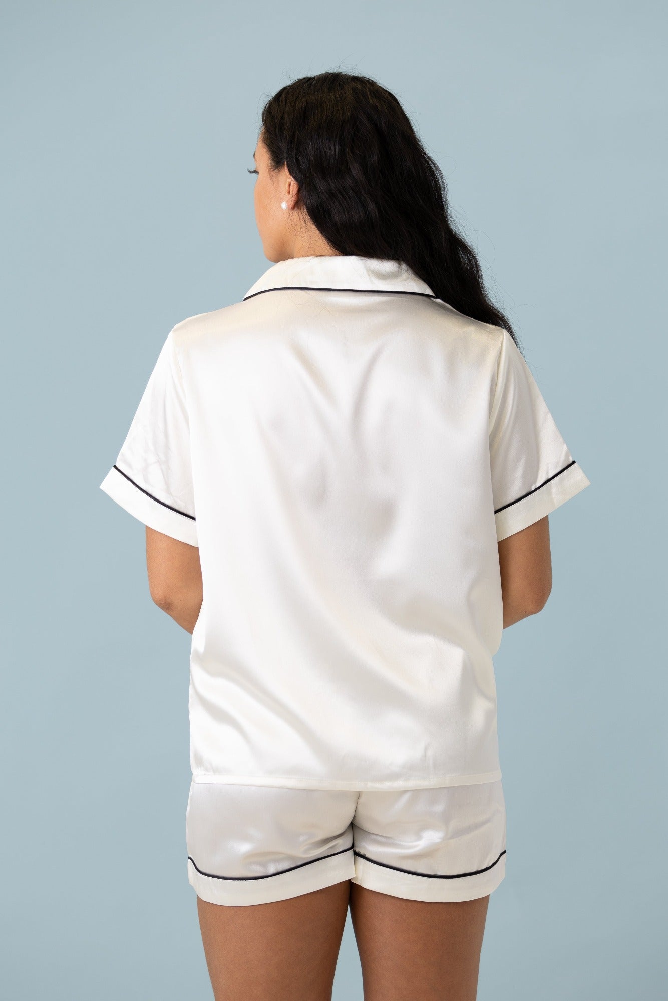 Classic Satin PJ Set - White - Sleeping Booty