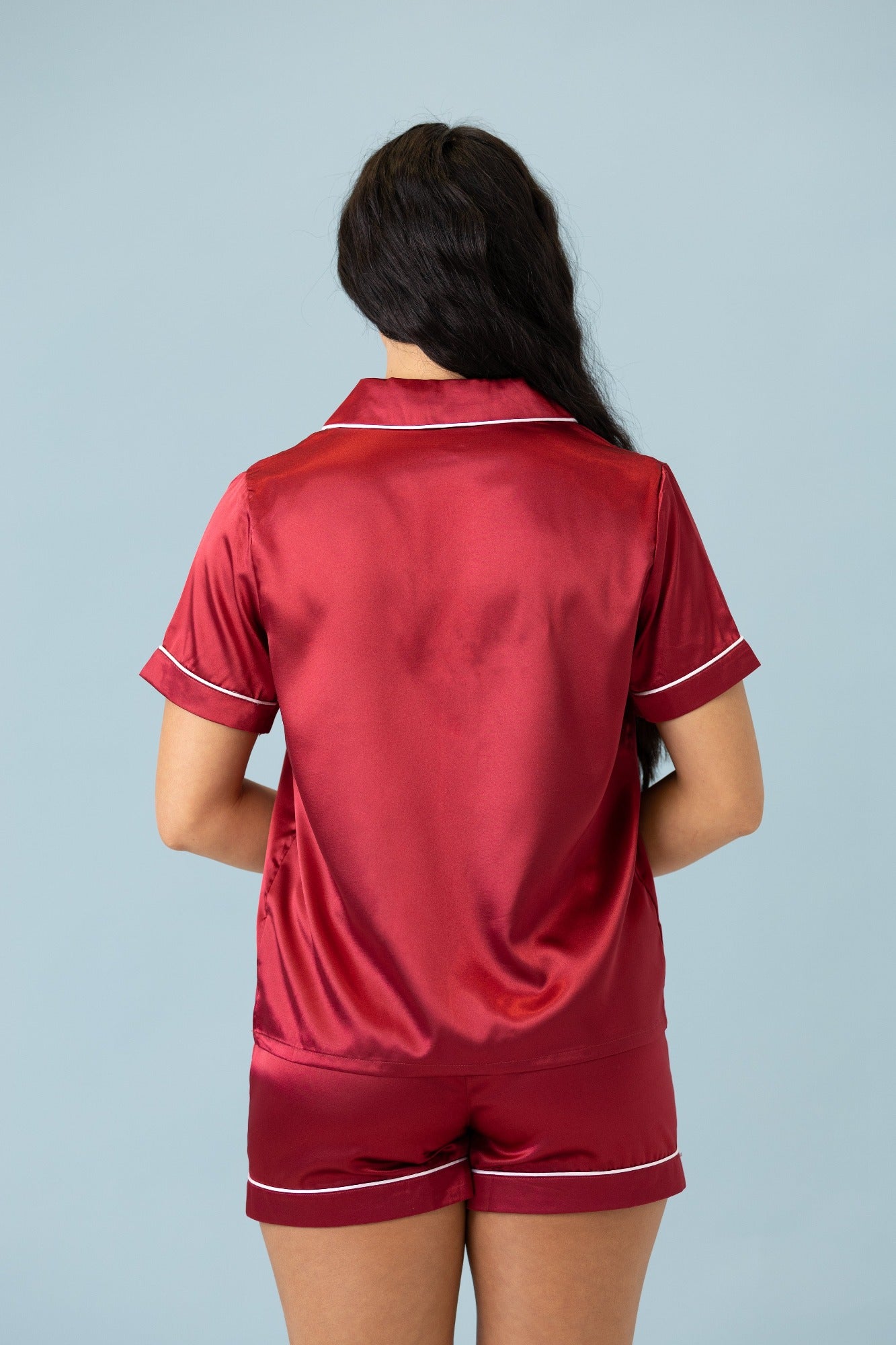Classic Satin PJ Set - Wine - Sleeping Booty