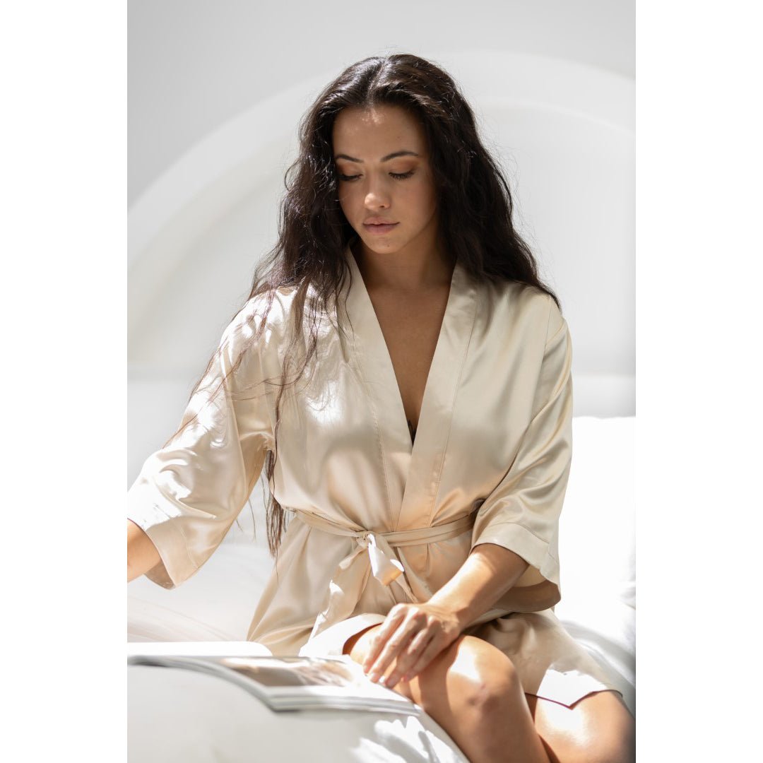 Classic Satin Robe - Champagne - Sleeping Booty