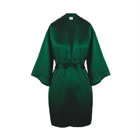 Classic Satin Robe - Emerald - Sleeping Booty