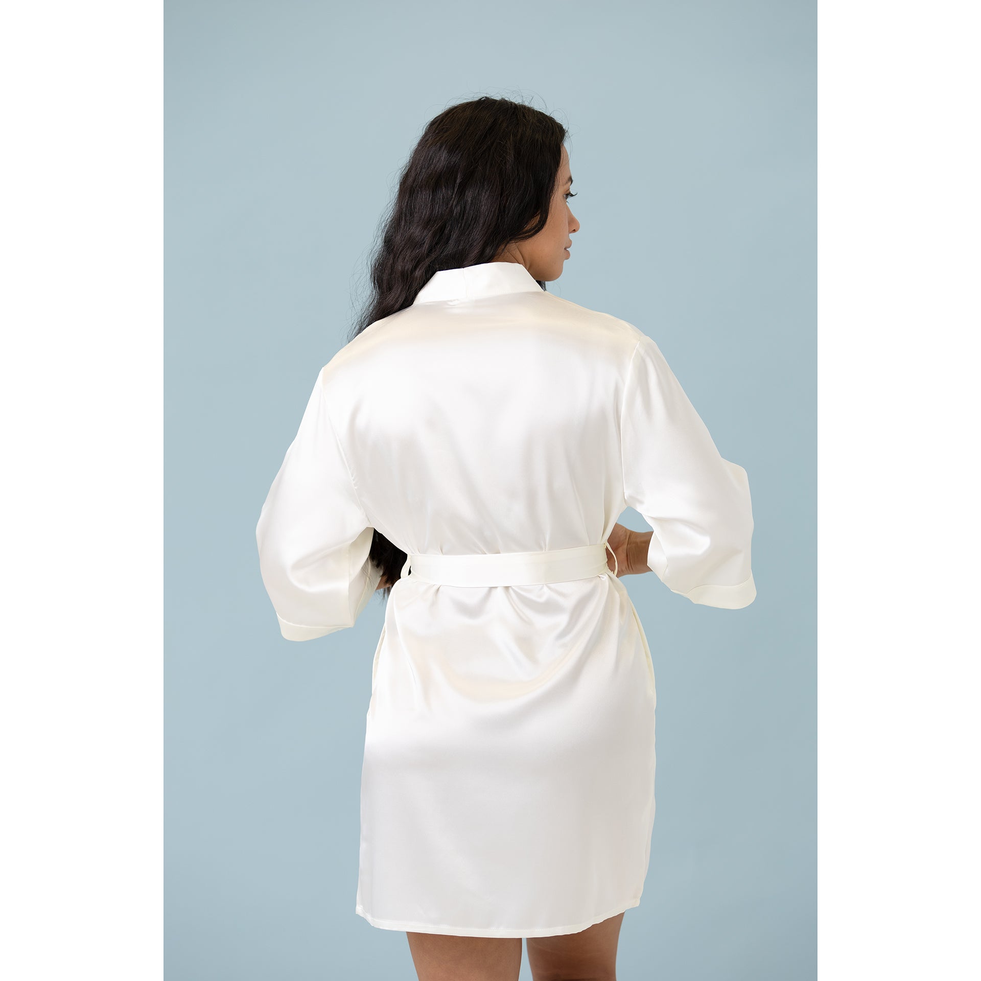 Classic Satin Robe - White - Sleeping Booty