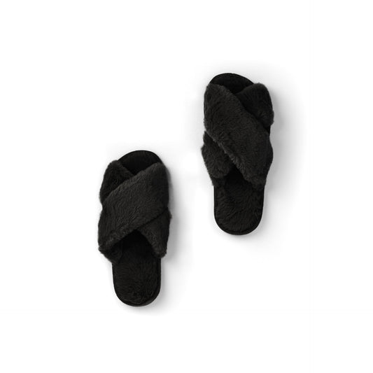 Fur Slippers - Black - Sleeping Booty