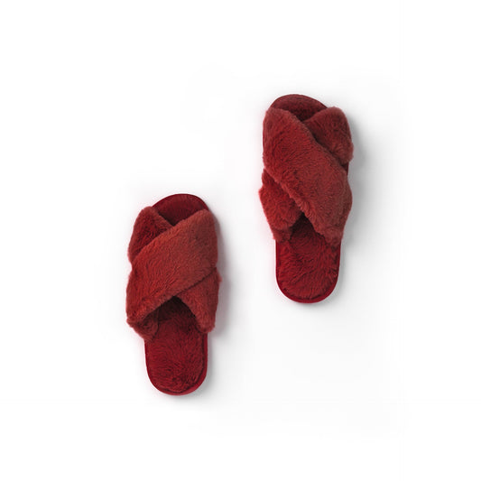 Fur Slippers - Wine - Sleeping Booty